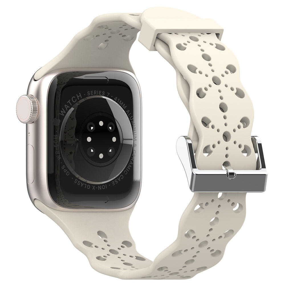 A057 For Apple Watch Ultra 2 49mm Series 9 45mm SE (2023) 44mm Ultra 49mm Series 8 7 45mm Series 6 5 4 SE 44mm SE (2022) 44mm Series 3 2 1 42mm Hollow-out Flower Pattern Watch Strap Adjustable Silicone Replacement Band A057 For Apple Watch Ultra 2 49mm Series 9 45mm SE (2023) 44mm Ultra 49mm Series 8 7 45mm Series 6 5 4 SE 44mm SE (2022) 44mm Series 3 2 1 42mm Hollow-out Flower Pattern Watch Strap Adjustable Silicone Replacement Band